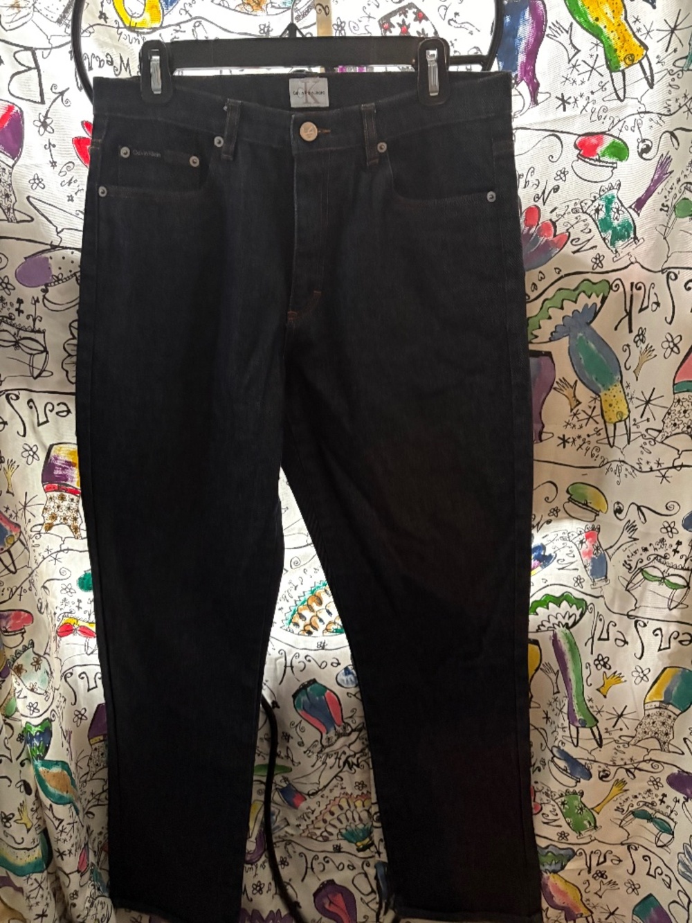 Vintage Calvin Klein dark wash high waisted straight leg jeans. I